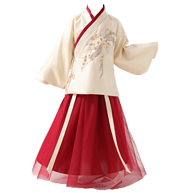 

2021 Children Hanfu Traditional Chinese Dance Costumes Stage Dress Girls Tang Han Ming Dynasty Folk Dance Clothing Rave Outfit