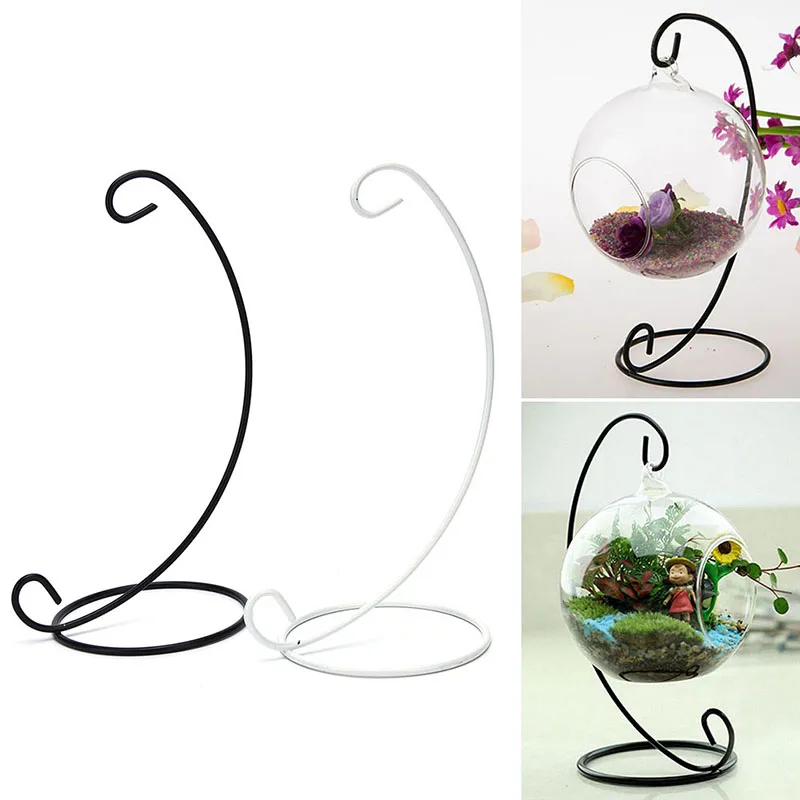 

1X 23cm 9" Iron Plant Stand Holder for Clear Glass Hanging Vase Home Decor