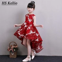 hs kellio lace flower girl dress high low burgundy fashion birthday party dress with belt
