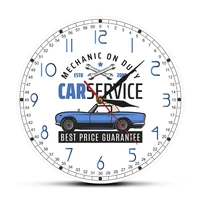 vintage garage service repair mechanic on duty station car automotive wall clock custom garage logo business brand wall watch