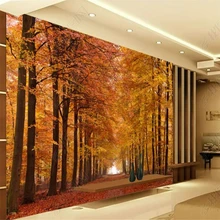 3d landscape wallpaper Maple forest deciduous wallpapers TV background wall