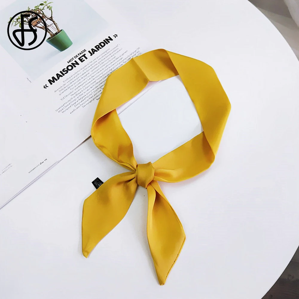 Женский Шелковый квадратный шарф FS однотонный атласный повязка на голову с