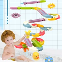 magical diy baby bath toys wall suction cup marble race run track bathroom bathtub kids play water games toy set for children