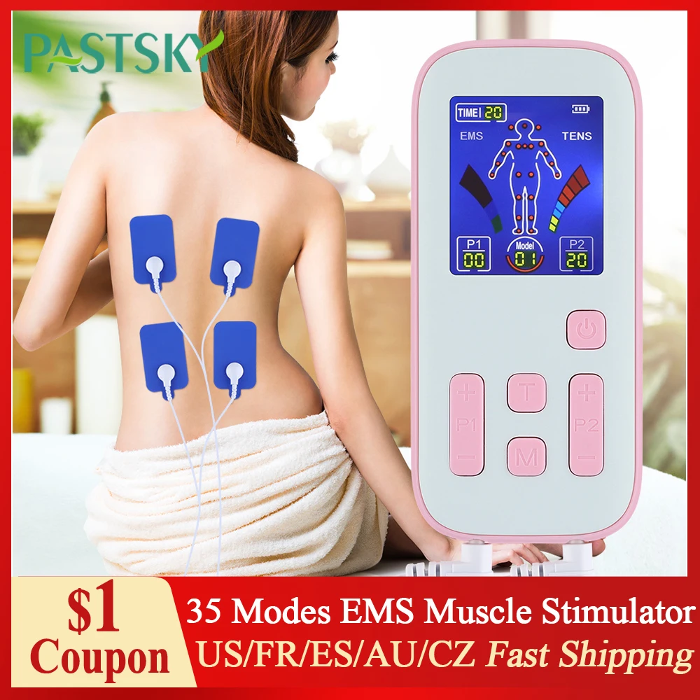 

35 Modes Electric Tens Relax Muscle Stimulator EMS Acupuncture Body Massage Digital Therapy Slimming Machine Electrostimulator