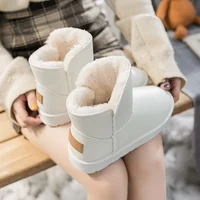 Новинка 2021, зимние водонепроницаемые теплые женские ботинки из искусственной кожи на плоской подошве, Размеры 35-40