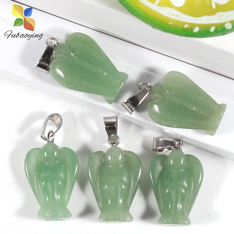 

Crystal Angel Charm Natural Stone Gold Sand Necklace Quartz Pendants Jewelry Making For Gift