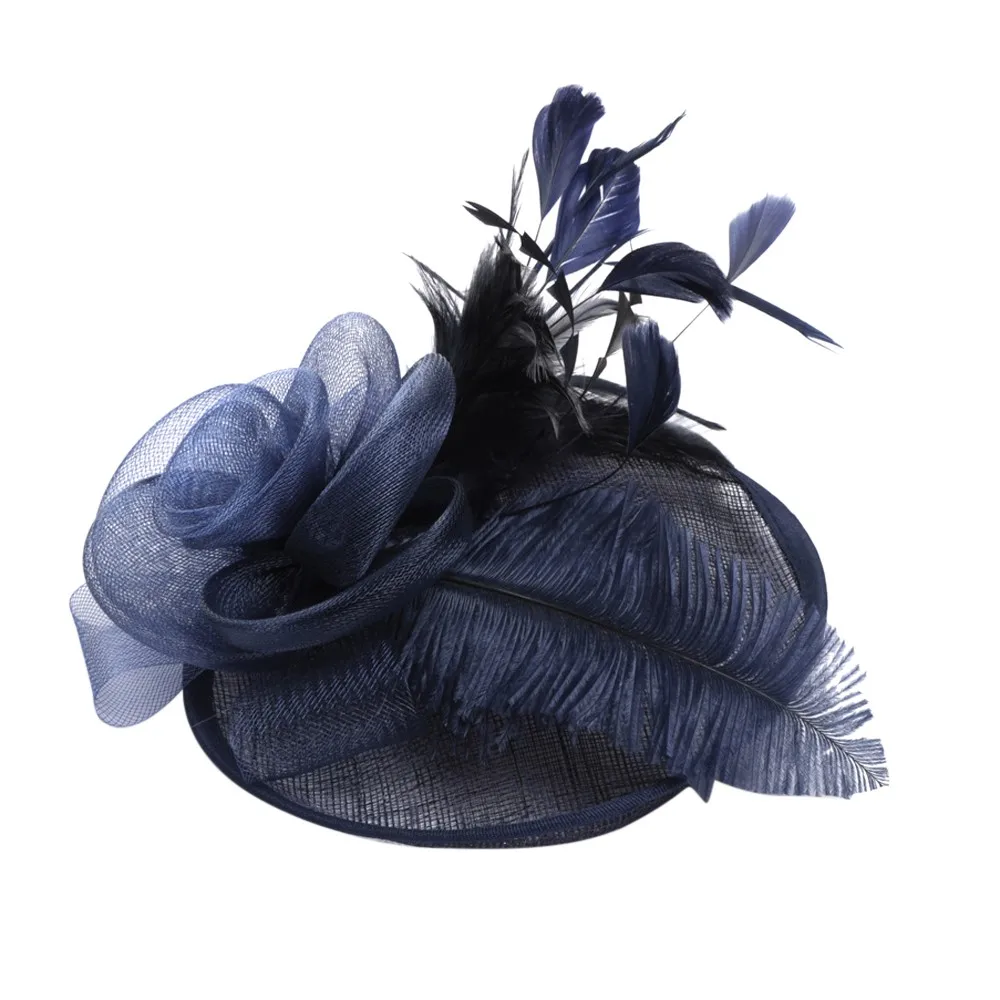 

Girl Mesh Veil Hat Wedding headwear Elegant Ribbon Big Flower Solid Color Fascinator Small Plush Wave Point Bridal Hair pins gai