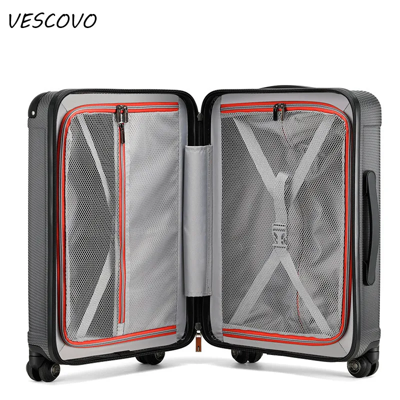 

VESCOVO High grade 20"24"28inch ABSPC Rolling Luggage Women Travel Bags On Wheels Trolley Suitcase Men Carry Ons Box