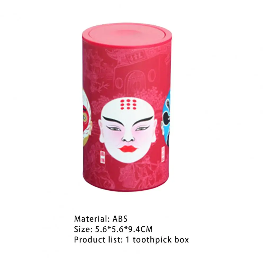 

Hot Sales!!!Toothpick Holder Chinese Style Automatic ABS Chinese Opera Face Pattern Toothpick Dispenser for Toothpick