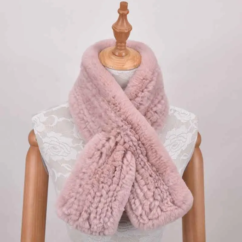 Женский зимний Настоящий мех кролика шарф Зимний Теплый вязаный натуральный