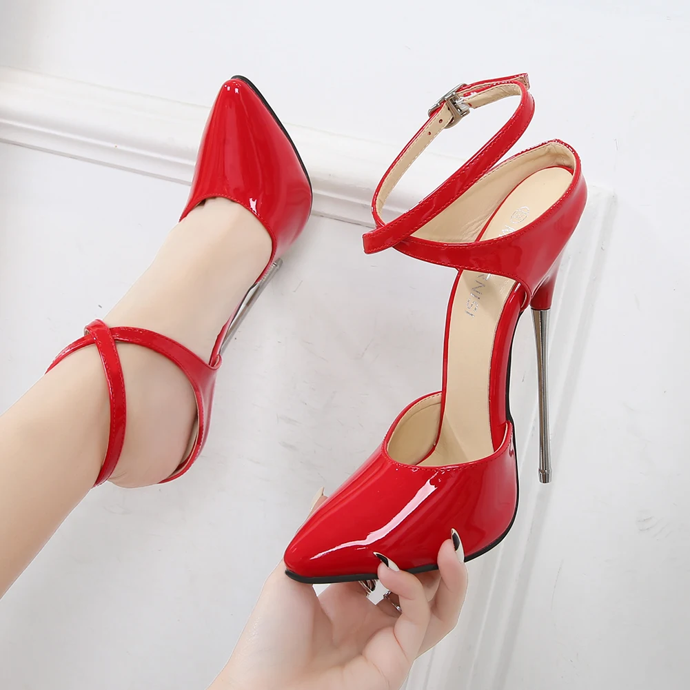 SDTRFT zapatos mujer 16cm thin heels shoes woman Pointed Toe Female Party Sandals Buckle Cosplay Punk pumps sandalia feminina | Обувь