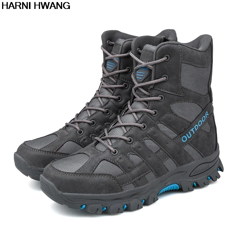 

New 2021 Outdoor Camping Comfortable Men's Hiking Shoes Wear-resistant Non-slip Lightweight High-top Shoes Rubber Size 39-47