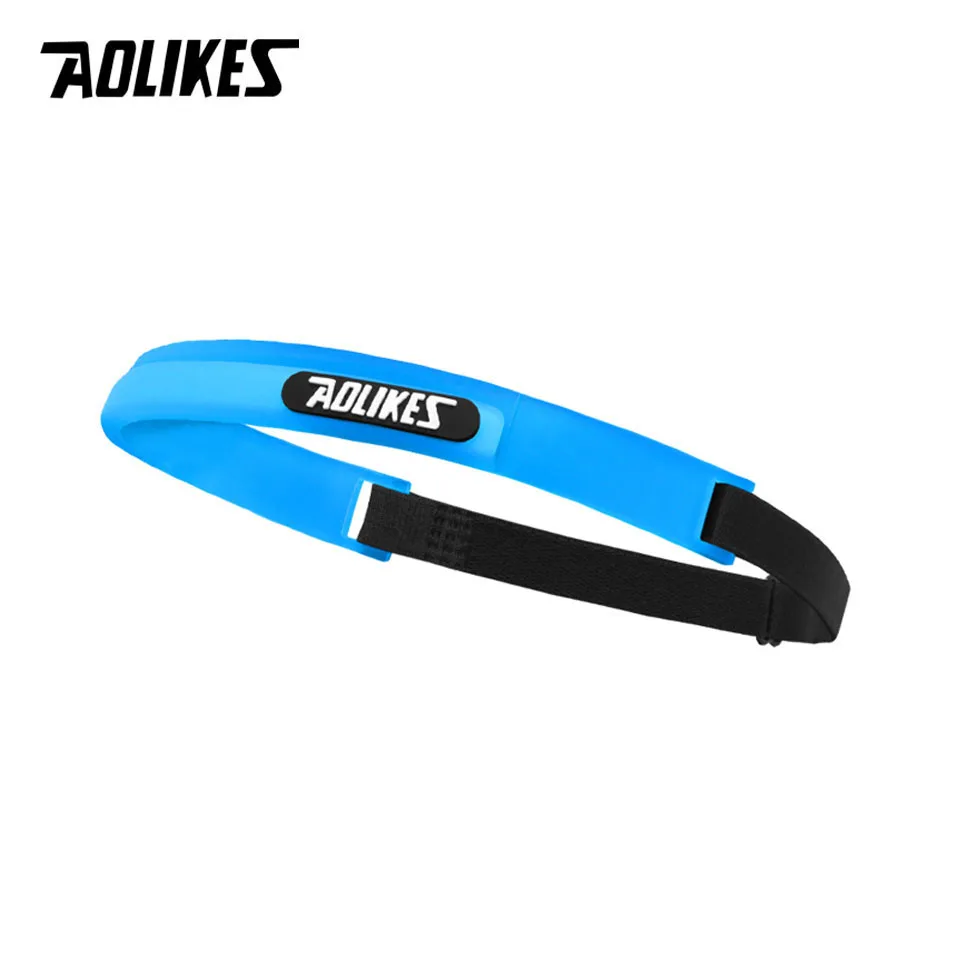Blue AOLIKES Elastic Head Sweatband Soft Silicone Running Yoga Cycling Sweat Band For Men Women Fitness Basketball Tennis Headband - Цвет: Blue