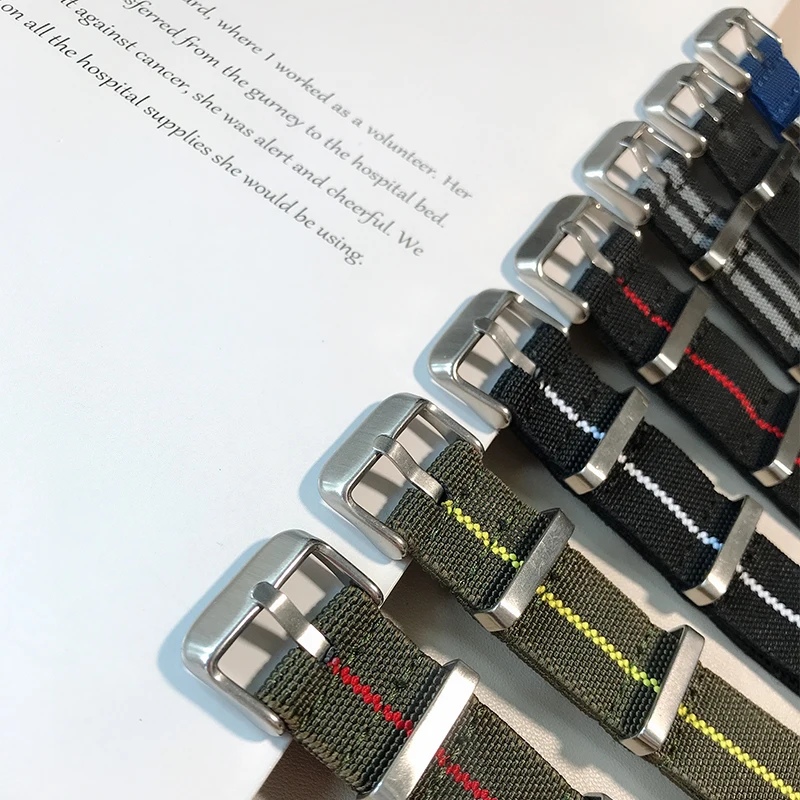 Blue/Red 20mm 22mm French Troops Parachute Bag Watchband Nato Zulu Elastic Nylon Belt Watch Strap Bracelet Military Watch Ban