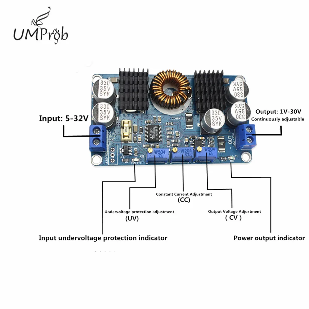 

Автоматический понижающий регулятор постоянного тока от 5 до 32 В до 1 в-30 в LTC3780 10A, зарядный модуль