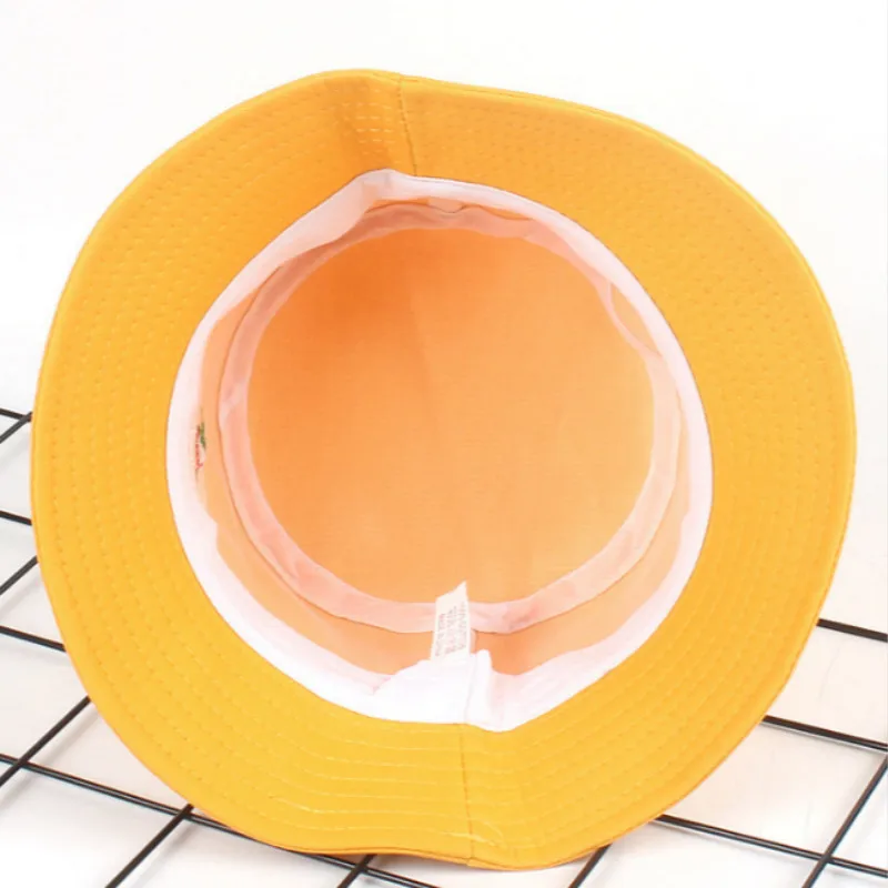 Женская хлопковая шапка-ведро с клубничкой двусторонняя пляжная шляпа вышивкой