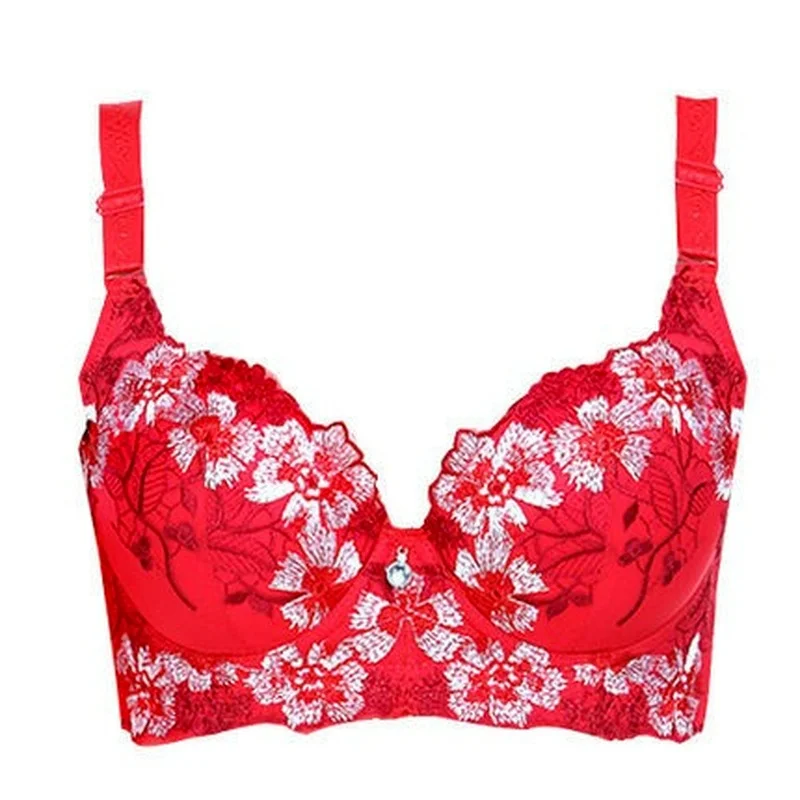 

European and American Embroidered Girls' Underwear, Hot Style, Breast Milk Collection, Adjustable Sexy Steel Ring Plus Size Bra