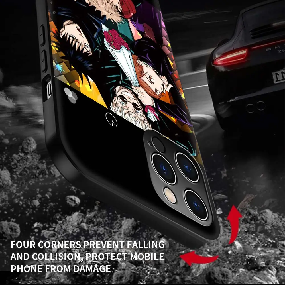 

Anime Jujutsu Kaisen lovely Phone Case For iPhone 11 Pro XS XR X Cover For iPhone 12 Pro Max 7 8 Plus SE 2020 Black Shell Coque