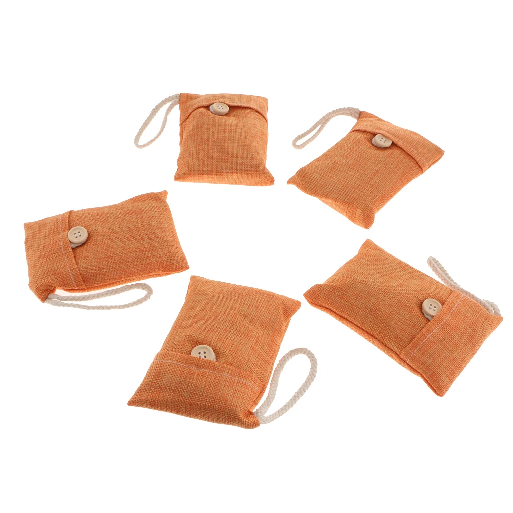

5 Pack Air Purifying Bags Nature Fresh Style Charcoal Bamboo Orange