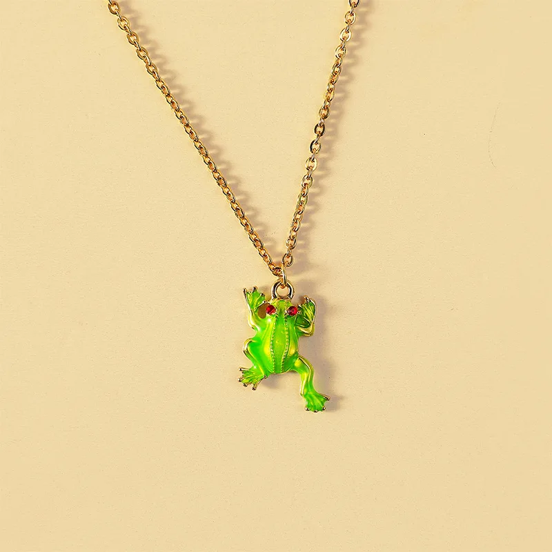 Подвеска в виде лягушки мультяшное животное капающая цепь до ключицы трендовая