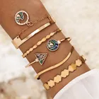 Браслет-цепочка женский DIEZI, 5 шт.компл., золотистый, треугольный, подвеска в виде волн