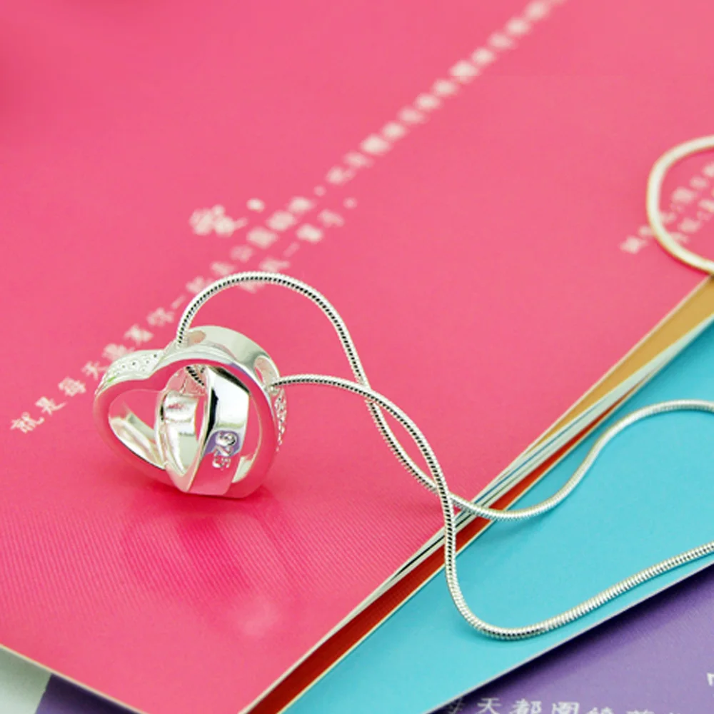

Fashion Accessories Necklace 925 Jewelry for Women,Sweet & Lovely Heart Pendant Necklace Snake Chain Lady's loving Heart Gifts