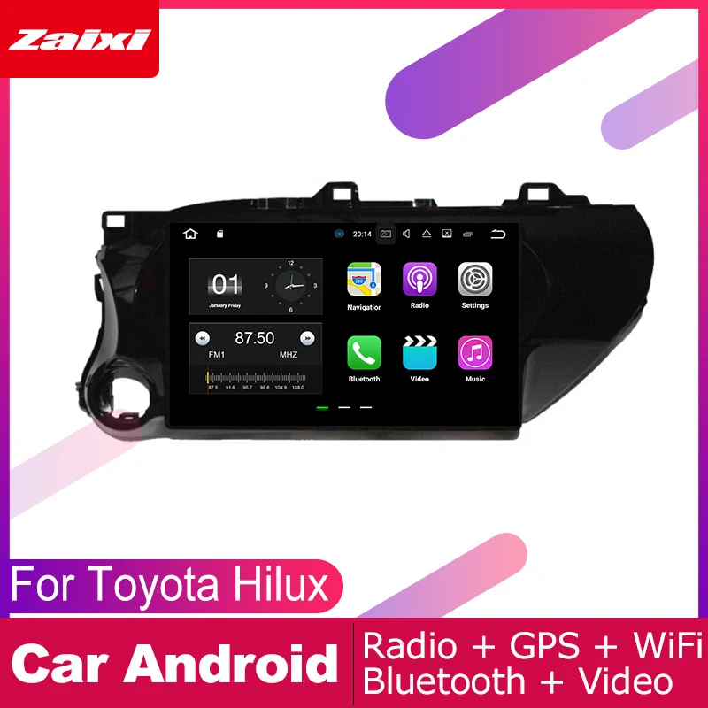 Автомобильный плеер ZaiXi 2 DIN с GPS навигацией для Toyota Hilux 2016 ~ 2018 Автомобильная