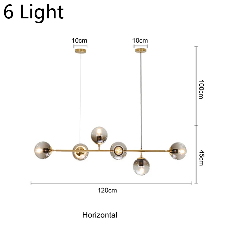 6 Light Нордическая стеклянная люстра в виде шаров винтажная стеклянная пузырчатая Современная Подвесная лампа столовая люстра светильник 110 В 220 В - Цвет корпуса: 6 Light