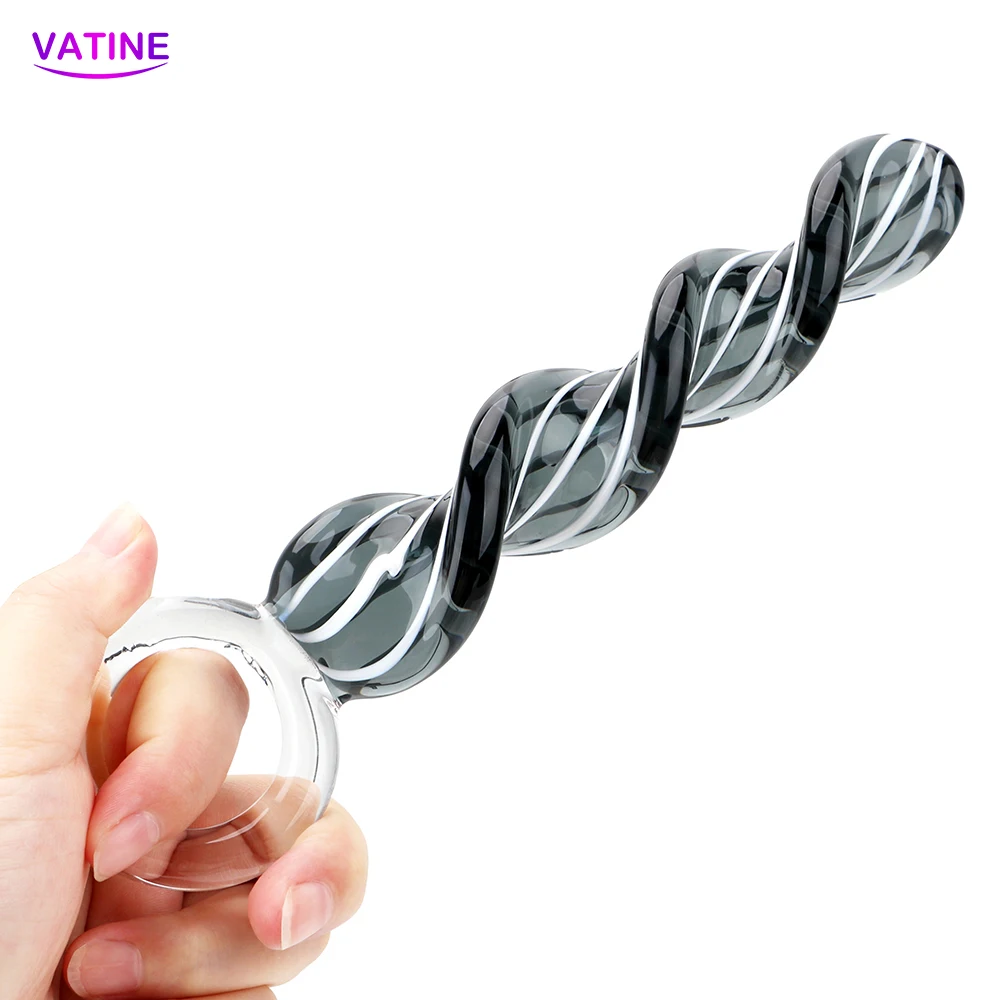 Спиральный Стекло фаллоимитаторы пробка секс интимные игрушки для женщин мужин