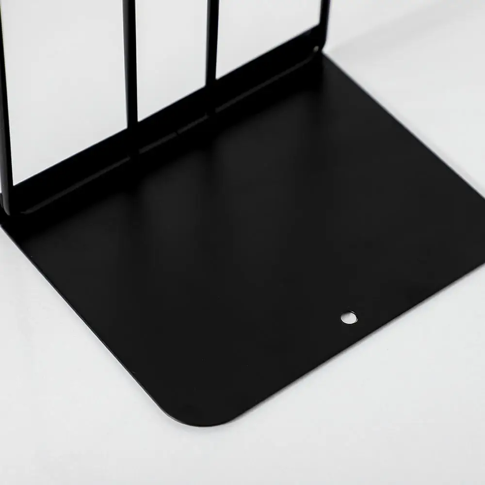 

1 Pair Wrought Iron Bookends Book Stand Support Desktop Office Magazine Organizer Non Slip Rack Shelf Holder