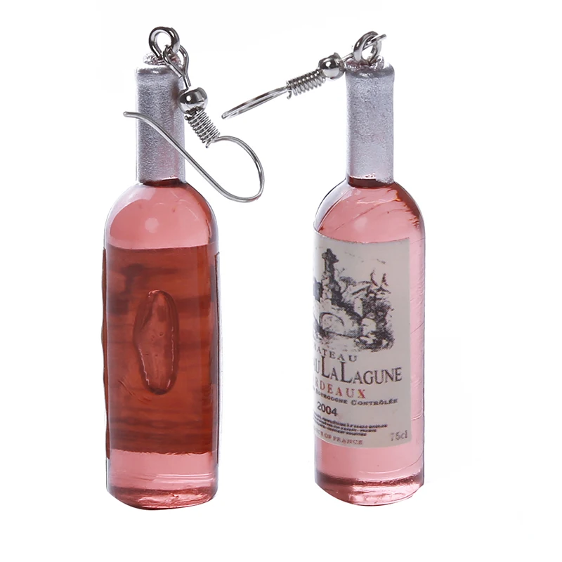 

Creative Wine Bottle Pendant Dangle Earrings Fashion Woman Glass Cocktail Red Wine Earrings