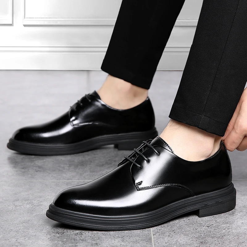 

Men Leather Shoes oxfords dress Male Office Work Flat Shoes Oxford Breathable lace up Formal Business Party Wedding Shoes men