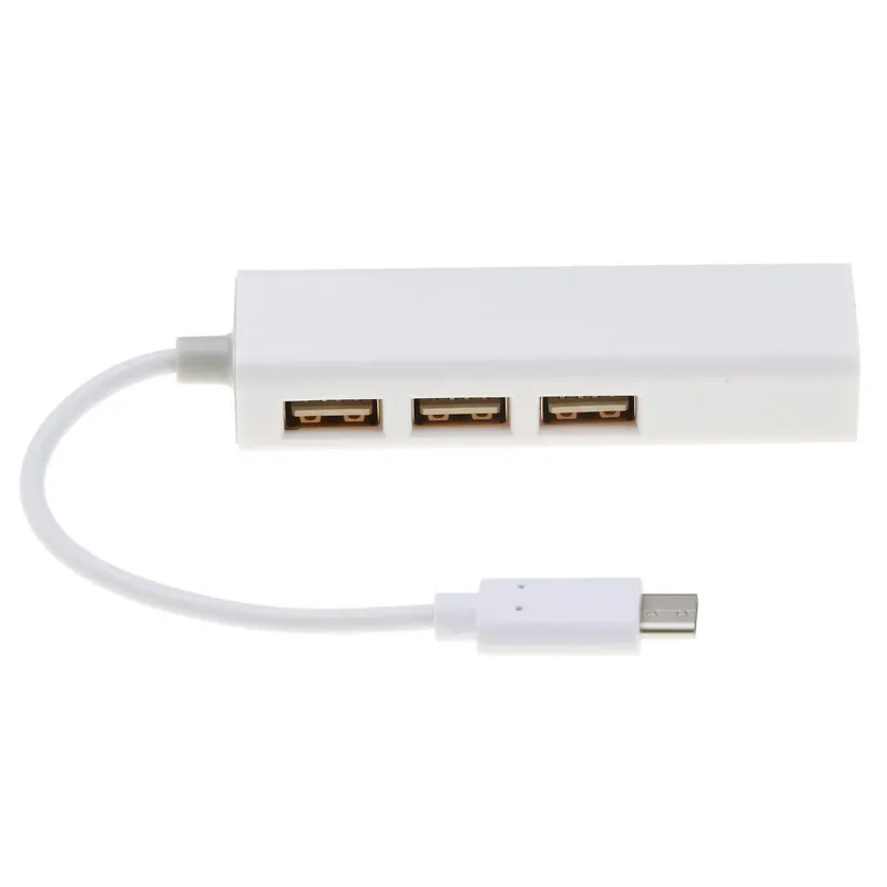 Kebidu 3 порта USB-концентратор 0 Тип C для Ethernet LAN RJ45 сетевая карта адаптер Macbook ThinkPad