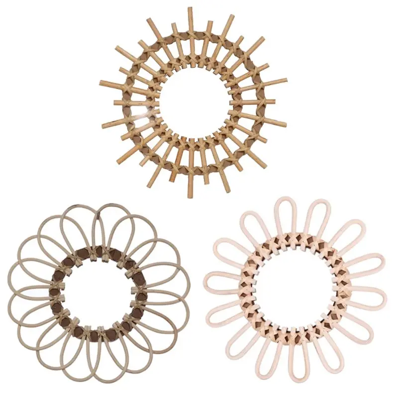

Rattan Round Makeup Mirror Innovative Art Decoration Dressing Bathroom Wall Hanging Mirrors Crafts