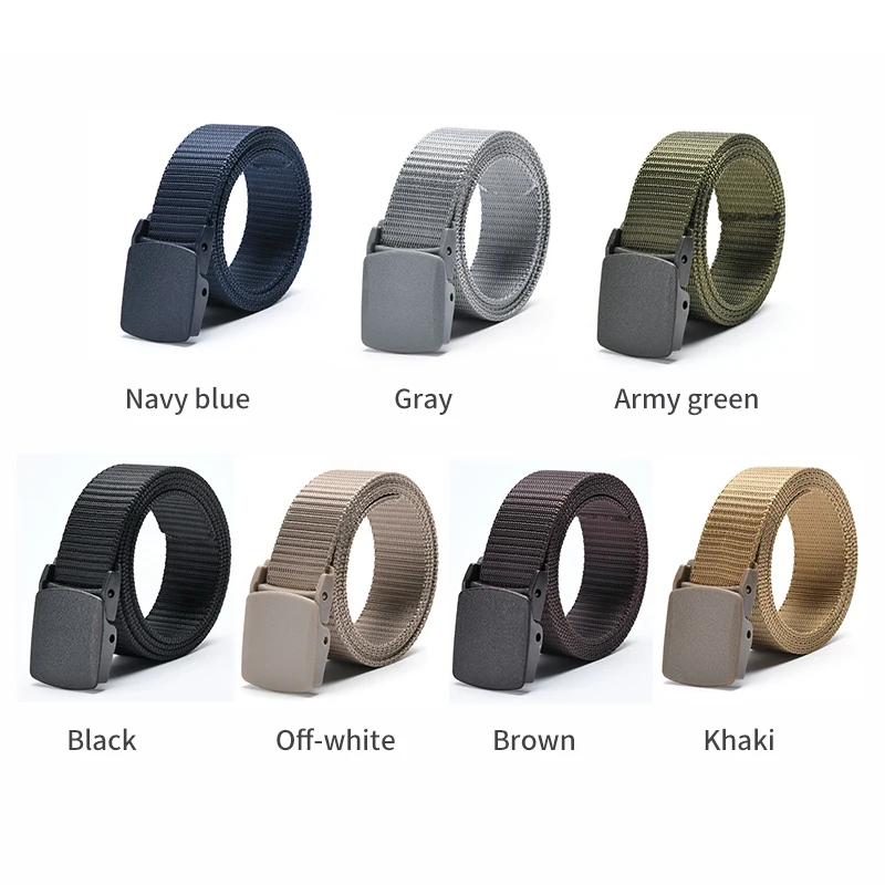 

Men's Outdoor Sports Military Tactical Nylon Adjustable Belt Canvas Waist Belt With Metal Plastic Buckle Male Casual Fabric Belt