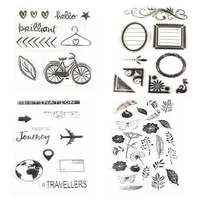 2021 new clear stamp bottle clothes rack airplane earth badge flower lace decor transparent soft seal scrapbook paper diy album