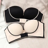 strapless invisible bra non slip push up bras small chest thickened brasieres sexy lingerie female wedding beautiful underwear