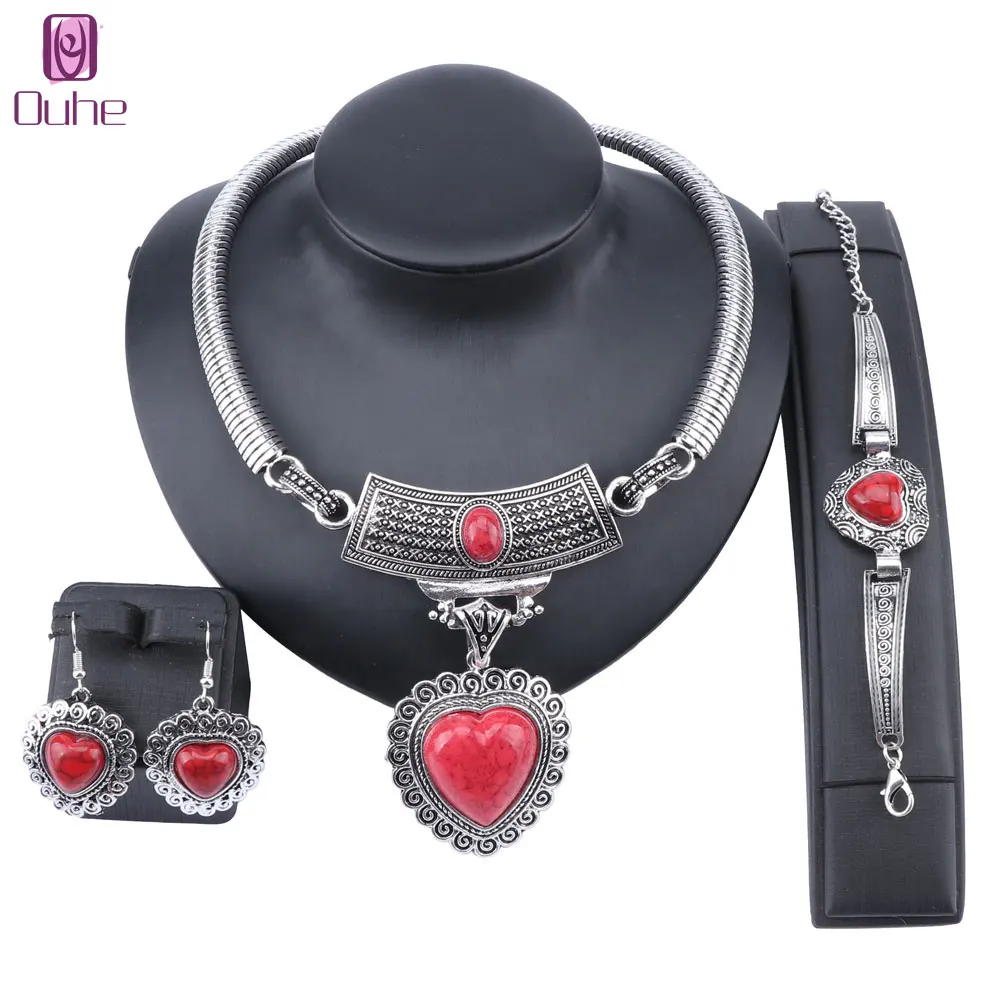 Винтажный Ювелирный Комплект из колье сердца и браслета | Украшения аксессуары