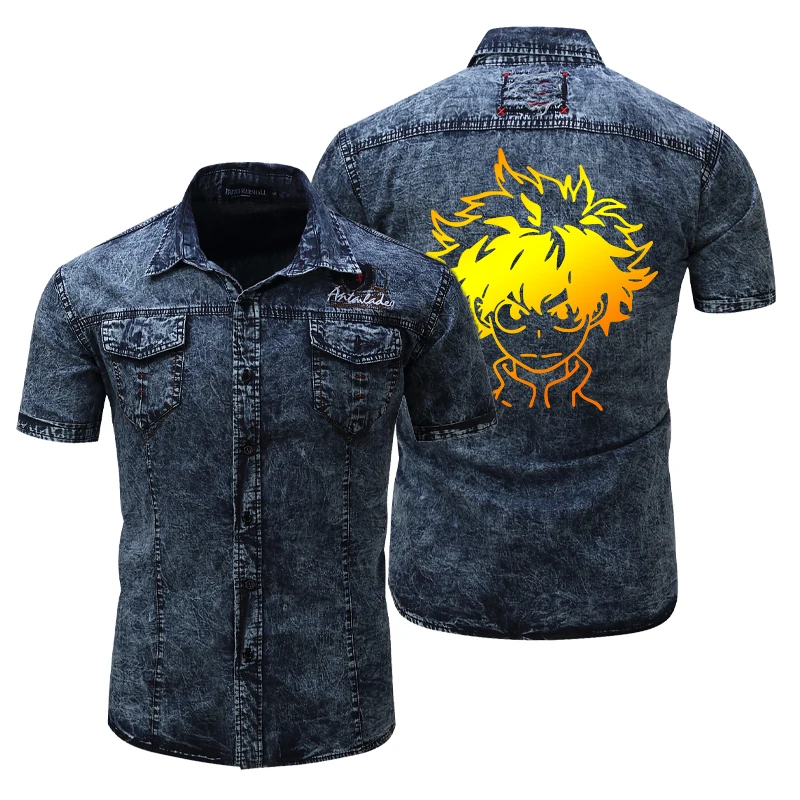 

Men's and Womens Denim Jacket Customized Logo Denim Jacket Street Casual Fashion Short Sleeve Denim Jacket Dropshipping