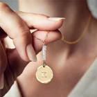 Натуральные ожерелье лунный камень монеты ювелирные изделия 14 карат Позолоченные Буквы подвеска чокер колье ювелирные изделия имя ожерелье