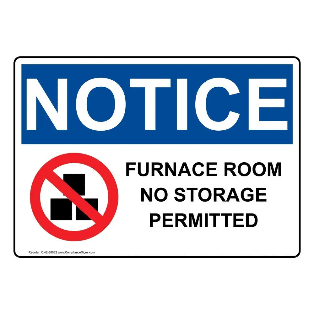 

WWWWOHENMEI Furnace Room No Storage Permitted Sign with Symbol Outdoor 8X12 inch tin Sign