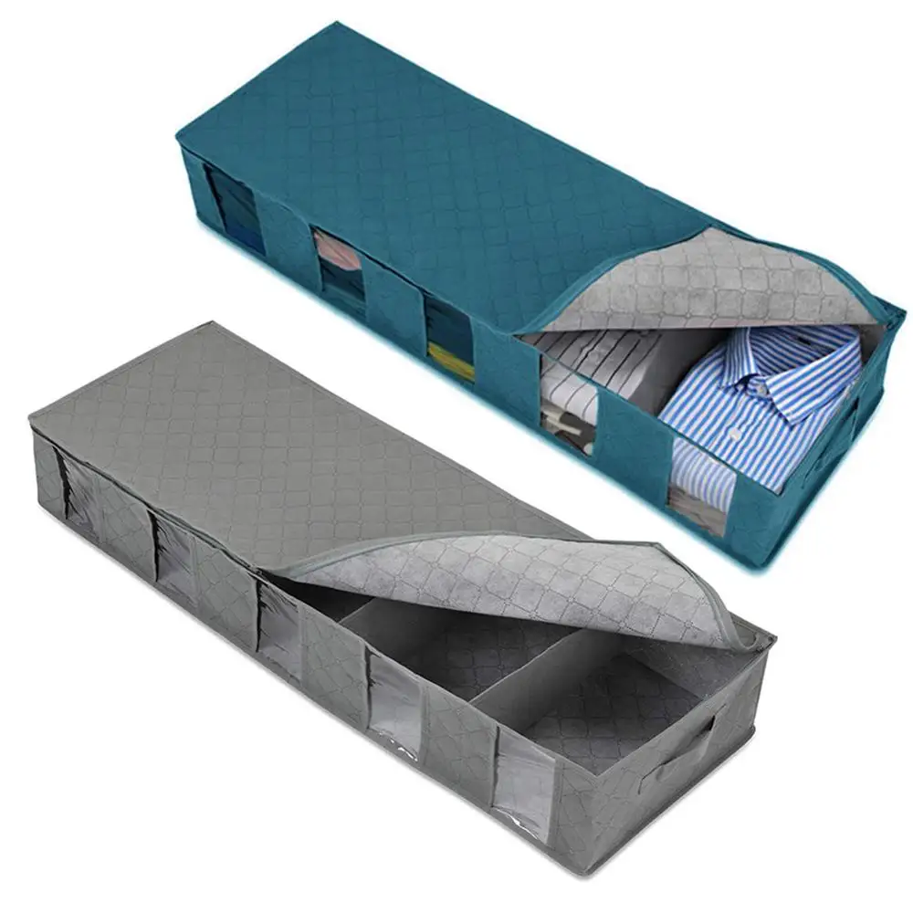 

Foldable Under Bed Bags,1/2 Pack Large Under Bed Storage Boxes Thick Breathable Underbed Clothes Storage Bags Zippered Organizer