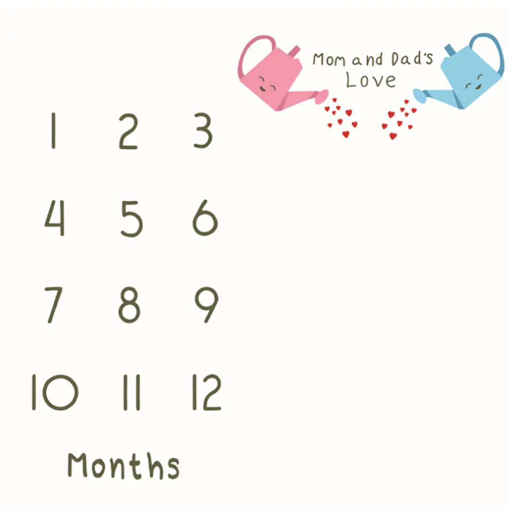 Manta con dibujos animados para reci&eacute;n nacido, tel&oacute;n de fondo para fotograf&iacute;a de beb&eacute;, con patr&oacute;n de calendario-2