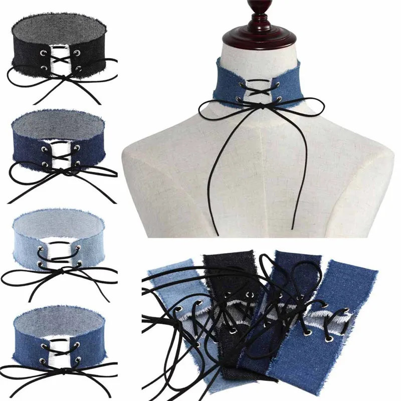 Крутое джинсовое колье в стиле Харадзюку стимпанк для женщин сексуальное