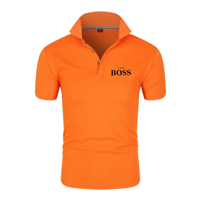 

2020 new summer is the boss short-sleeved polo shirt men's business lapel fashion casual slim breathable letters British couple