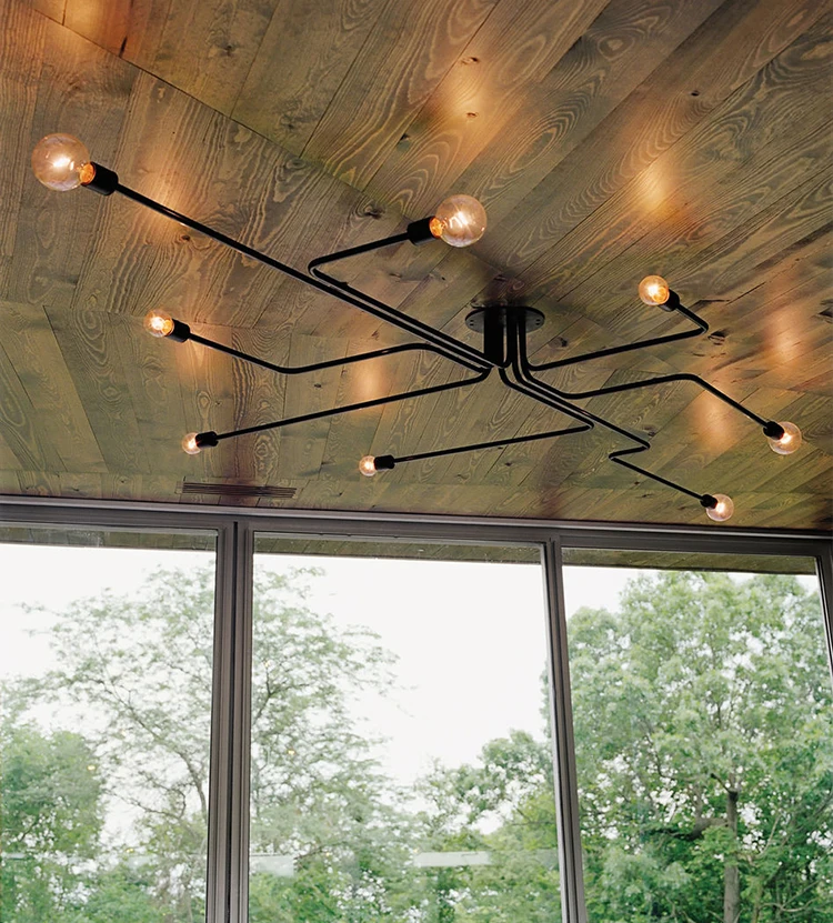 Винтажные потолочные светильники лампа из кованого железа с несколькими