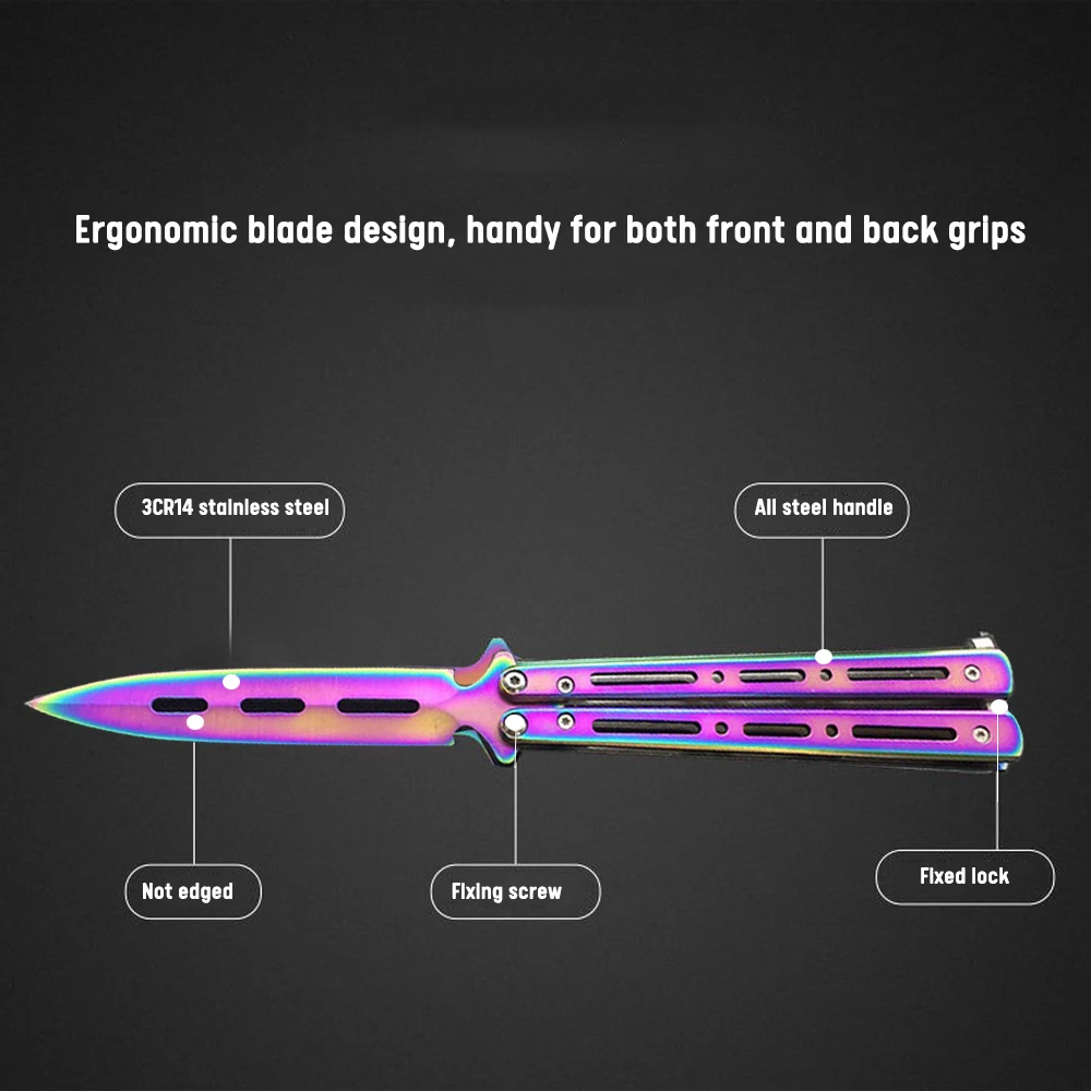 

Butterfly Knife Stainless Steel Folding Practice Knife Outdoor CS GO Game Knives With bag screwdriver spared Bolts Laser Pattern