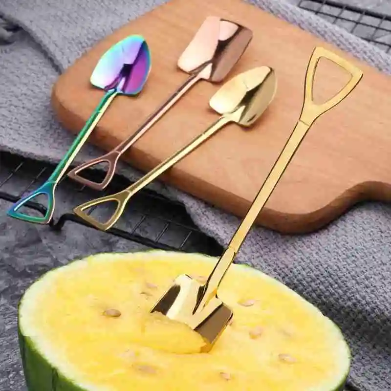 

Stainless Steel Multifunction Ice Cream Spoon Creativity Square Head Shovel Spoon Kitchen Dessert Gadgets
