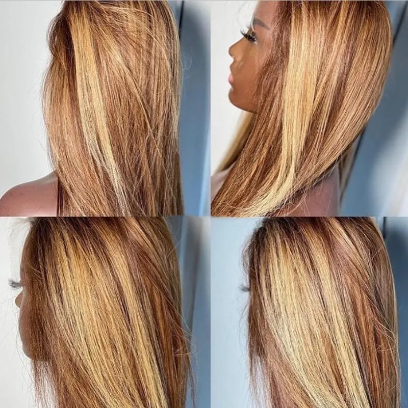 MagicLove-Bob corto de pelo para mujer, malla con división Frontal, pelucas de cabello humano prearrancado, Remy, degradado, 13x6 T