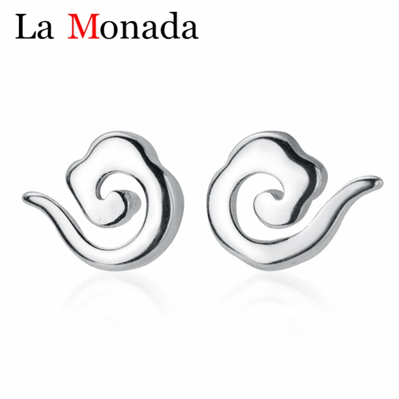 Женские серьги гвоздики в форме облаков из стерлингового серебра 925 пробы с